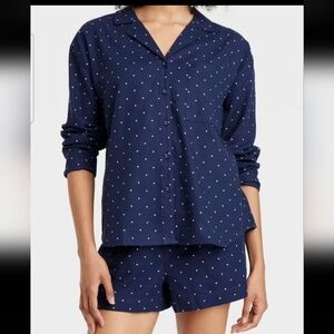 Auden Women's Navy Polka Dot Flannel Pajama Shorts - Size XL
